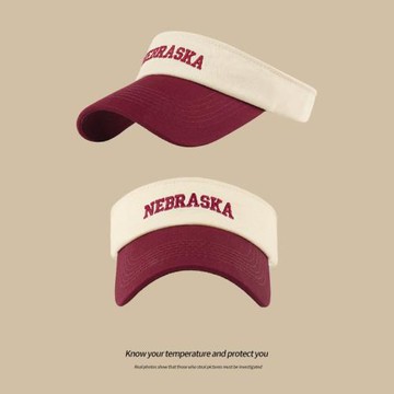 日系大頭圍拼色空頂帽女夏跑步運動無頂網球帽男戶外出游遮陽帽子