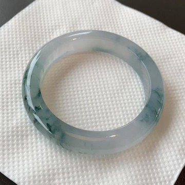 緬甸老坑冰種翡翠飄花手鐲緬甸滿陽綠飄藍花正圈玉鐲子女款批發鐲