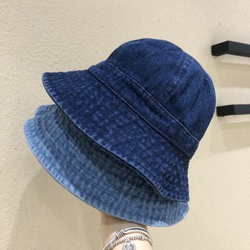 ins復古牛仔布圓頂漁夫帽子女休閑小沿遮陽韓版青年日系黑盆帽潮