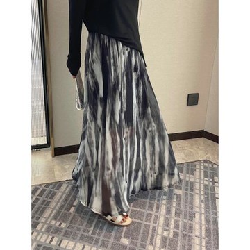 JINGONI扎染網紗大擺長裙女半身裙2025夏季新款寬松垂感顯瘦高腰