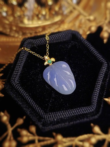 一夜暴富|純18k真金真鑽濃紫葉子|緬甸A貨翡翠吊墜