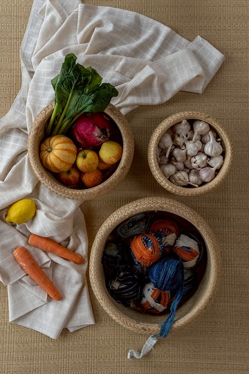 手工竹編空氣圓盆/置物籃/花器