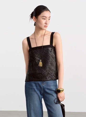 微光立體亮片背心