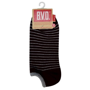 [家速配]BVD條紋毛巾底女踝襪(黑)