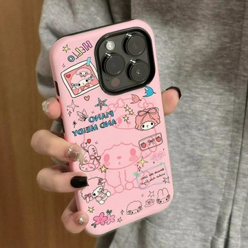 適用iPhone13Promax菲林二合一16蘋果17Pro手機殼15/14/12pro可愛粉色小羊