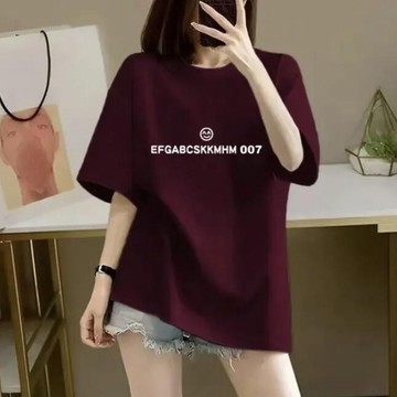 胖胖美依 短袖T卹 M-5XL 大碼上衣 印花上衣 學院風 中大尺碼 新款圓領韓版寬鬆中長款減齡設計感上衣-4438.