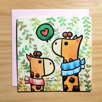 萬用卡片/情侶卡片/小方形卡片 - 長頸鹿
