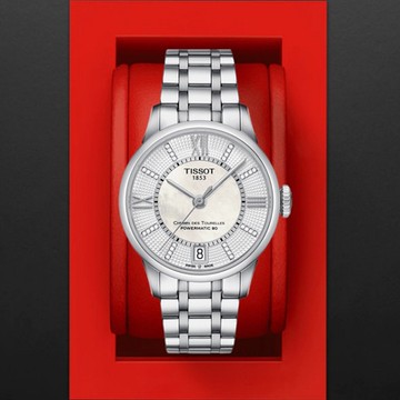 TISSOT天梭 官方授權 杜魯爾系列 典雅羅馬真鑽機械腕錶 新年禮物 推薦 送禮 32mm/T0992071111600