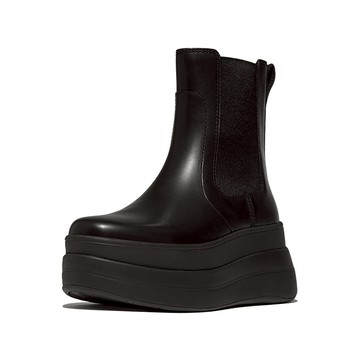 F-MODE 厚底皮革切爾西靴-靚黑色
