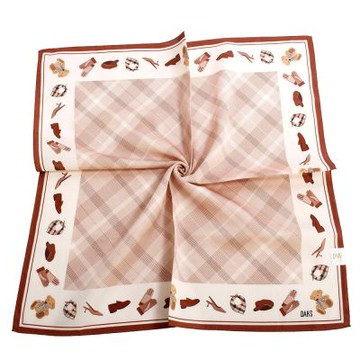 DAKS 泰迪熊系列時尚配件細格紋純綿帕領巾-咖啡色