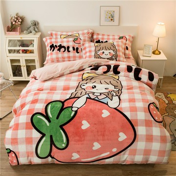 加厚冬季牛奶絨四件套雙面絨珊瑚絨水晶法萊法蘭絨床上床單被套女