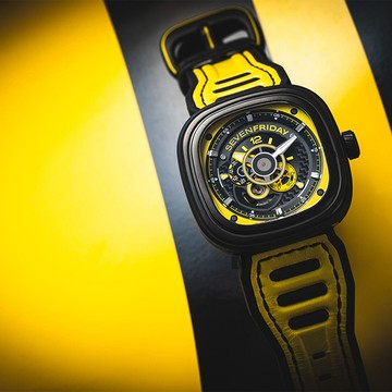 SEVENFRIDAY P3B賽車車隊系列 限量機械錶-黑x黃/48mm P3B-3