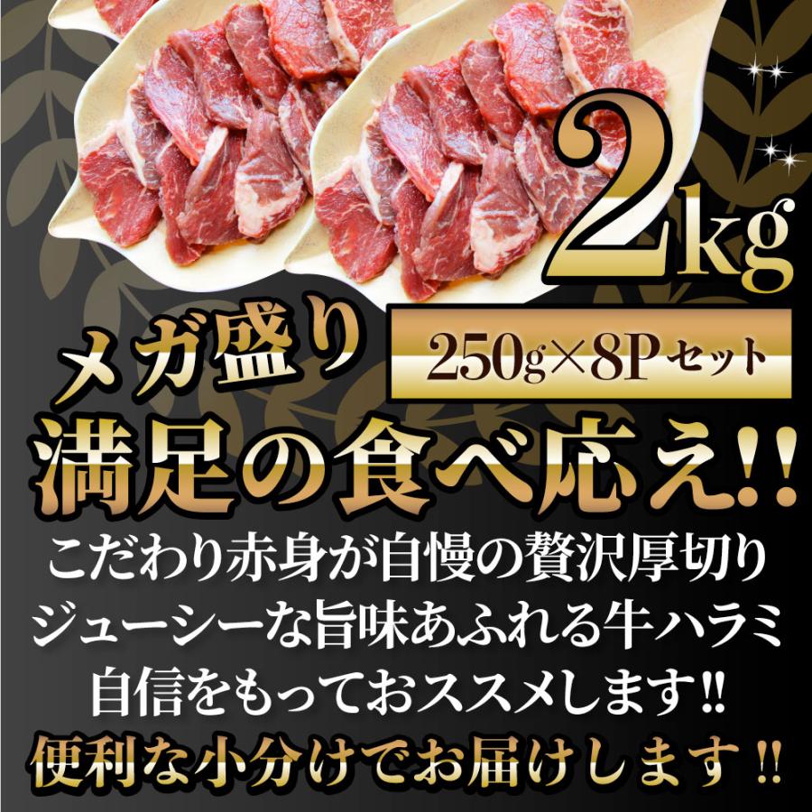 牛肉 肉 ハラミ 焼肉 2kg 250g×8P メガ盛り 赤身 はらみ バーベキュー 美味しい お歳暮 ギフト 食品 プレゼント 女性 男性 お祝い