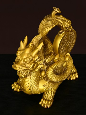 招財擺件送禮禮品 黃銅龍龜擺件金錢玄武四方神獸裝飾工藝品玄關辦公室擺件招財進寶