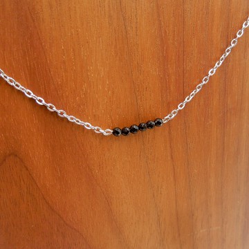 Nora手作工匠x覓品竹北手作店-日常好搭/簡約黑瑪瑙微笑不鏽鋼項鍊