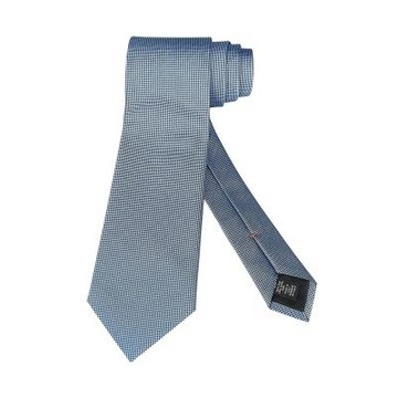 ZEGNA 光澤感真絲綢黑布標白字LOGO領帶(天藍x黑)