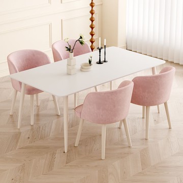 免運 開發票 巖板輕奢餐桌現代家用奶油小戶型飯桌餐桌椅簡約組合長方形桌子 快速出貨