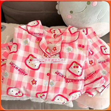 🥇台灣出貨🥇 春鞦新款韓版ins可愛凱蒂貓長袖長褲睡衣女學生傢居服夏天可外穿 ✨️滿額免運✨️147-12-B