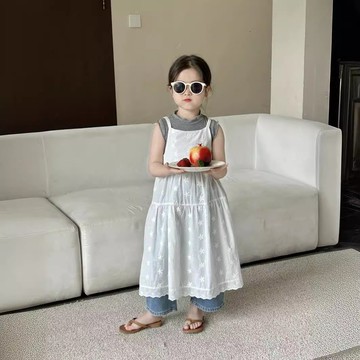 Baby童衣 兒童夏季鏤空長版吊帶裙 女童韓版休閒百搭上衣 鬆緊寬鬆牛仔褲 【預購】