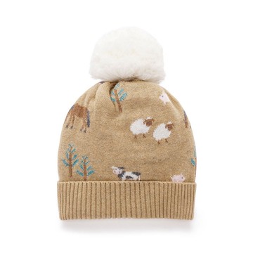 澳洲Purebaby有機棉男童毛線帽  棕色農場