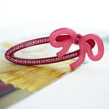 粉紅堂 髮飾 復古鏤空蝴蝶結水鑽髮夾 粉紅色