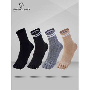 唐城故事五指襪男棉襪中筒春秋中厚吸汗運動棉襪男士腳趾襪子