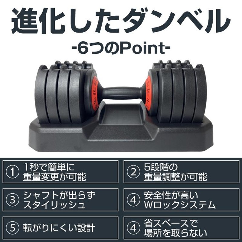 747_ダンベル 可変式 25kg×2個セット アジャスタブル 5段階調整可