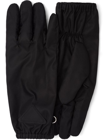 Prada - triangle-patch re-nylon gloves - men - Fabric/Cashmere - 8 - Black