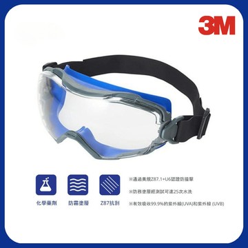 3M 抗刮防霧防化護目鏡 GG6001NSGAF (藍色)(化學作業)【傑群工業補給站】
