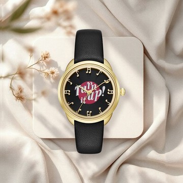 【Kate Spade】KSW1148 日本機芯 黑膠錶盤設計 音樂時標 皮革 女款 手錶