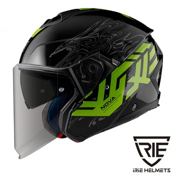 iRiE 3/4安全帽《NOVA 3.0》 ─ Metamorphosis BL12 素黑/綠《品牌旗艦店》附贈防霧片