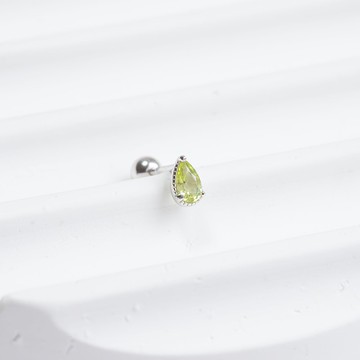 橄欖石925純銀水滴爪鑲轉珠耳環