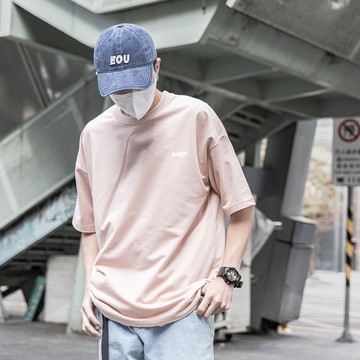 【AMERO】男裝 女裝 短袖圓領Ｔ 小英文字印花 落肩 情侶裝