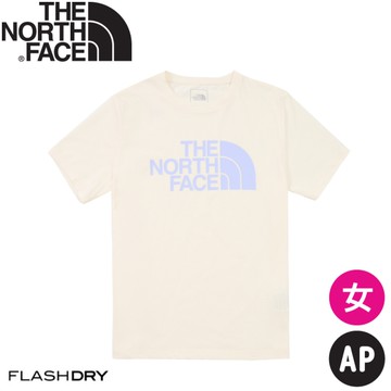 【The North Face 女 快乾短T AP《米白》】8CK9/登山/短T/圓領/運動衣/排汗