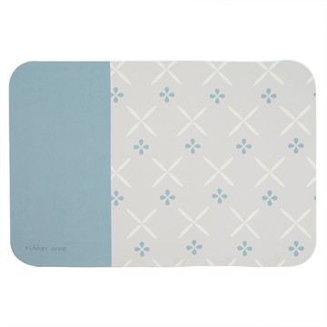 【怪獸】rubber anne 10秒頂吸 軟式珪藻土吸水地墊 花磚系列 (60x40cm) -藍褐花磚歲月