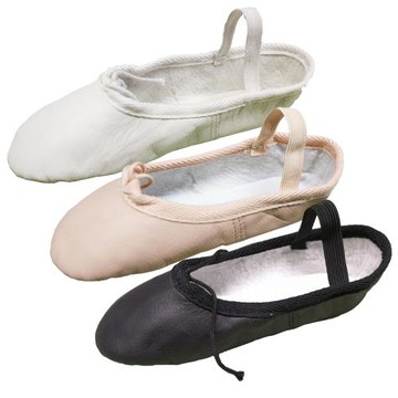 英全真皮舞蹈鞋兒童女孩芭蕾舞鞋黑白瘦腳瑜伽鞋軟底技巧鞋