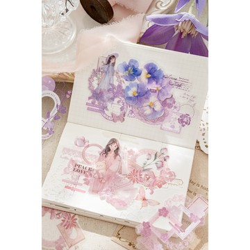 🍋檸檬青🍋新款現貨PET防水長條貼紙特價售完無補愛意交織系列5款10張入復古蕾絲拼貼手帳裝飾素材