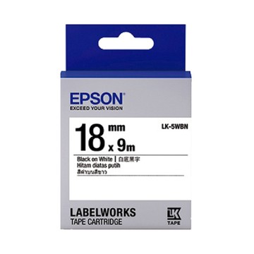 EPSON LK-5WBN 一般系列白底黑字標籤帶(寬度18mm)