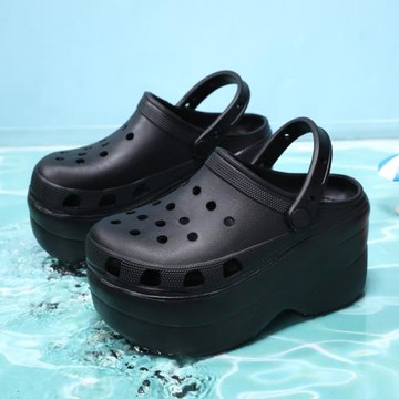 夏季女高跟涼鞋增高10cm厚底洞洞鞋拖鞋外貿大碼防滑涼拖鞋歐美風