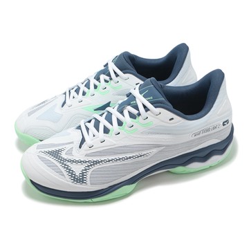 Mizuno 網球鞋 Wave Exceed Light 2 AC 男鞋 白藍 輕量 支撐 緩衝 運動鞋 美津濃  61GA2318-37