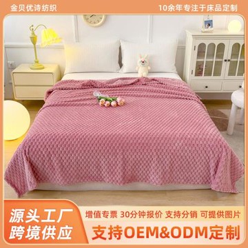 跨境金龜絨提花毯子冬天加厚舒適毛毯辦公室家用厚款床品蓋毯批發