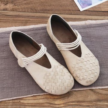 低跟單鞋女新款媽媽鞋韓版百搭平底鞋文藝鞋女ins潮復古奶奶鞋夏