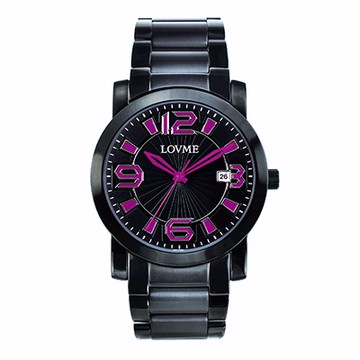 LOVME 懷舊復古個性數字腕錶-IP黑x紫色刻度/38mm