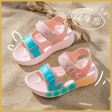 🧸沙灘涼鞋🧸兒童涼鞋2025新款夏防滑軟底女童男童休閒透氣魔術貼沙灘涼鞋 LCAL