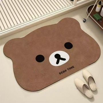 臺灣現/🎀地墊 防滑墊 入戶門地墊輕鬆熊簡約可愛卡通浴室吸水地墊軟硅藻泥廁所衛生間門口專用腳墊