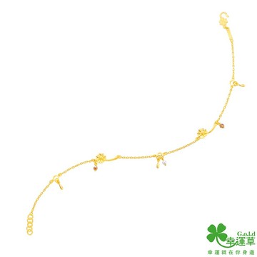 【幸運草金飾】 閃亮的日子黃金/珍珠/水晶腳鍊