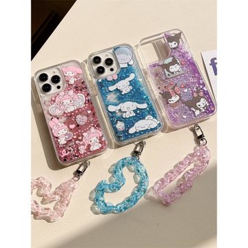 卡通美樂蒂玉桂狗庫洛米適用iphone16pro手機殼蘋果17新款15創意14pro女款13鏈條15promax可愛流沙防摔保護套
