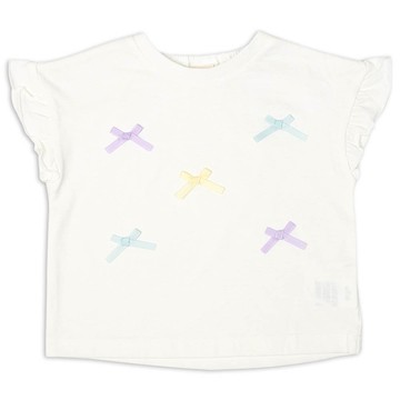 akachan honpo - T恤-袖子荷葉邊-米白色