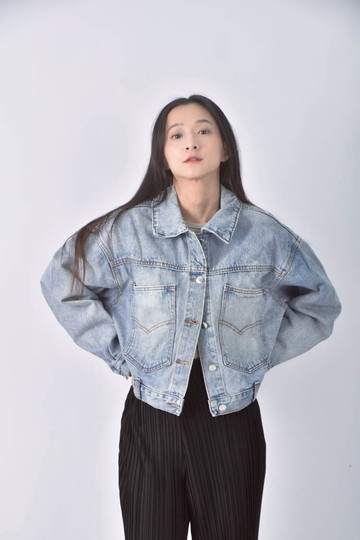 (XL) story prada韓牌丹寧牛仔排扣藍色外套