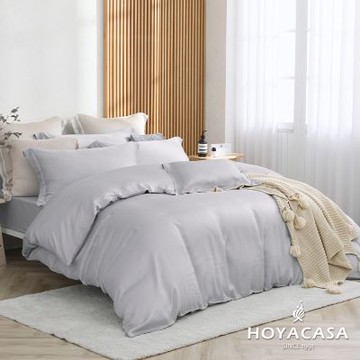 HOYACASA 加大60支天絲被套床包四件組-都市灰